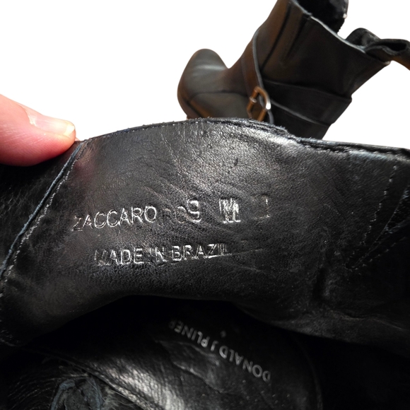 Donald J. Pliner Zaccaro Men's Black Leather Buckle Boots Size 9 - Picture 7 of 9